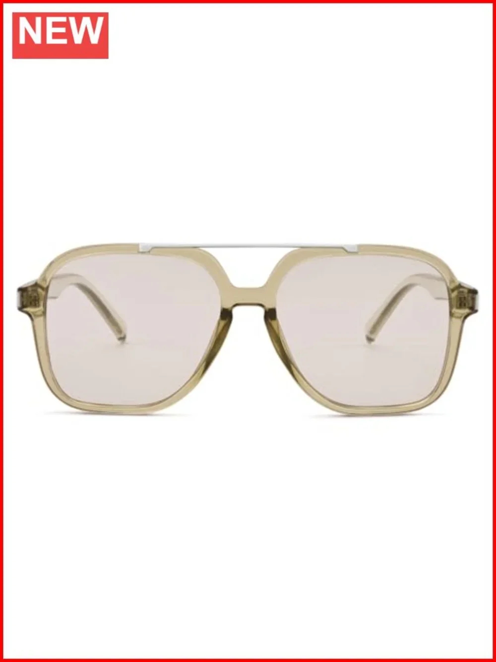 Oversized Aviator Sunglasses Retro Square Frame UV400 Protection